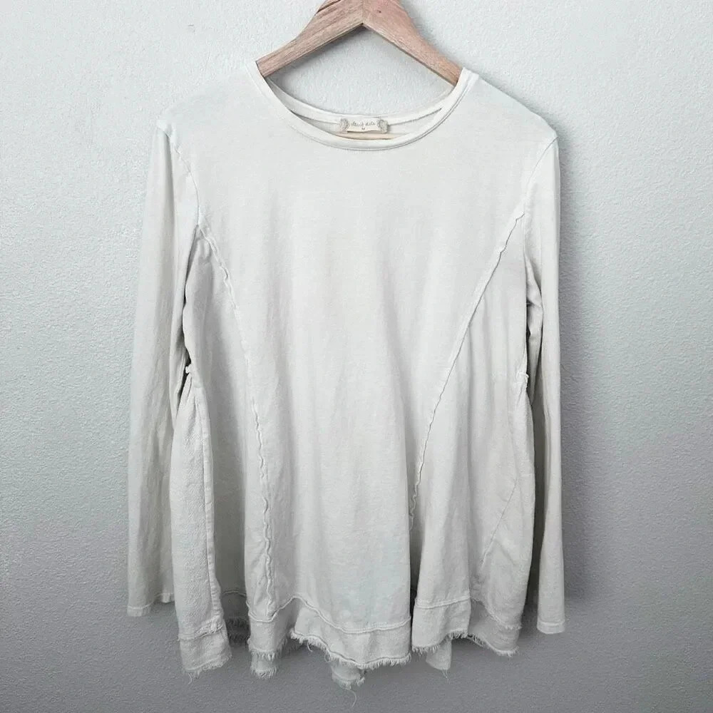 ALTAR'D STATE | Beige Ivory Cream Boho Mixed Fabric Ruffle‎ Back Blouse | Medium